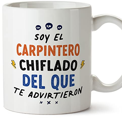 MUGFFINS Tazas para CARPINTERO hombre - En Español - Todos te advirtieron - 11 oz / 330 ml - Regalo original y divertido