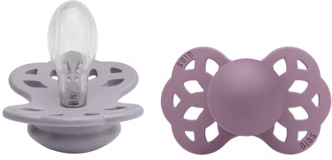 BIBS Infinity Symmetrischer Schnuller Zweierpackung, bisphenol-A frei, Symmetrischer Silikonsauger, Symmetrischer Nippel. Silikon, 6-18 Monate (2er Pack), Fossil Grey/Mauve