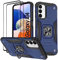 KANSi Hülle für Samsung Galaxy A14 5G / 4G, Schutzfolie [2 Stück] Silikon TPU Hart PC Handy Hüllen 360 Grad Drehbar Ringhalter Bumper Stoßdämpfung Schutzhülle - Blau