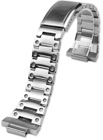 AEMALL 16 mm massives Edelstahl-Armband für Casio Watch G-Shock GM110 GM-110B GM-110G Edelstahl-Armbandkette (Farbe: Silber, Größe: 16 mm)