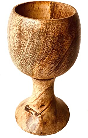 ALADEAN Holzkelch, handgefertigt, Vintage-Kelch, Weintrinkbecher, 15,2 x 142 ml, perfekt für Hochzeit, Weihnachten, Eucharistie und Kiddush (1 Stück)