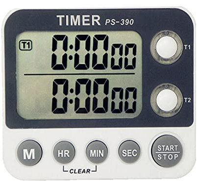Minuteur de cuisine, 9,2 x 8 x 2,1 cm, double ligne, minuteur de cuisine, chronomètre, alarme forte, comptage