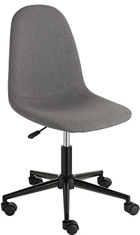 Baroni Home Gepolsterter Bürostuhl, drehbar und höhenverstellbarer Bürostuhl, ohne Armenlehnen, 130 kg belastbar, Grau, 63x40x93 cm