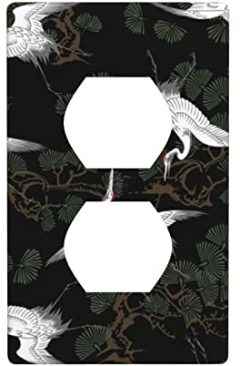 Japanischer Kran & Kiefer Duplex-Sockel Dekorative Wandpaneel Elektrische Schalttafel