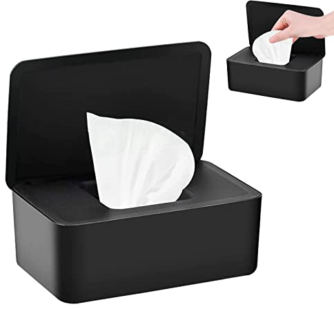 jiuzcare Feuchttücher Box Feuchttücher Aufbewahrungs Box Feuchtes Toilettenpapier Box Feuchtes Toilettenpapier Spender Baby Box, Die Zum Laden Von Papier Feuchttücher Baby Kunststoff, Schwarz