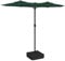 vidaXL Doppelsonnenschirm, Sonnenschirm mit LEDs Eisenmast, Gartenschirm mit Kurbel Sonnenschirmständer, Marktschirm Strandschirm UV-Schutz, Grün
