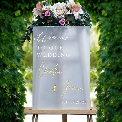 Personalisierbares Hochzeitsschild aus Acryl – 3D Welcome To Our Wedding für Eingang, Garten, Empfangsraum