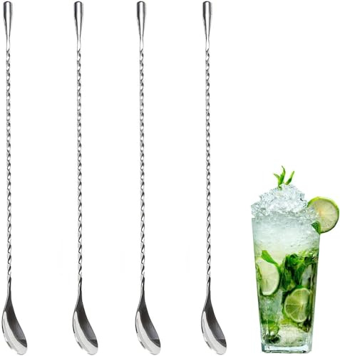 Bar Stirring Spoon 4 Pcs, 12 Inch Long Stainless Steel Bar Spoons