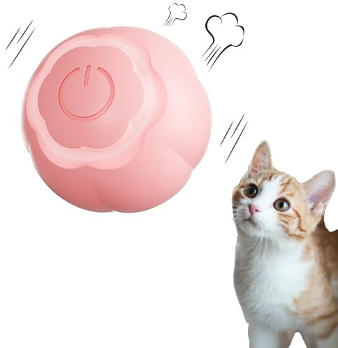 Peticularz® Katzenspielzeug Selbstbeschäftigung Elektrisch Powerball 2.0 für Katzen, Inteaktives Wloom Intelligenz Katzenball Magic Ball (Rosa mit Blütenblättern)