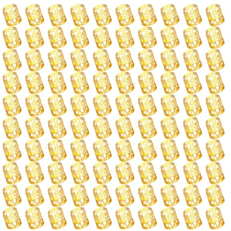 100 Pezzi Dreadlock Accessori Capelli,Dreadlock Perline Clip a Spirale,Capelli Treccia, Accessori Decorazione,Metallo ,per Trecce(Oro)