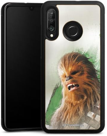 Holz Case kompatibel mit Huawei P30 Lite Walnuss Handyhülle Echtholz Hülle Chewbacca Star Wars