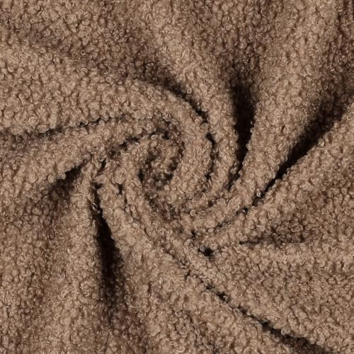 Verhees Textiles Teddy Teddystoff | Teddyplüsch | Boucle-Optik | Meterware | Soft Taupe, 100% Polyester, Einfarbig, 50x150cm