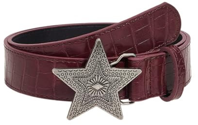 Psdndeww Western PU Gürtel Frauen Prägemuster Cowgirl Gürtel Jeans Mädchen 2000er Jahre Taillengürtel Dekorativer