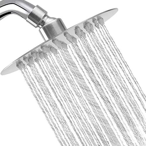 Rain Shower Head, 8 Inch High Pressure Rainfall Shower Head, 304 Stainless Steel Round Waterfall Shower Heads, Ultra-Thin Chrome Fixed Showerhead for Bath Ceiling Wall Mount
