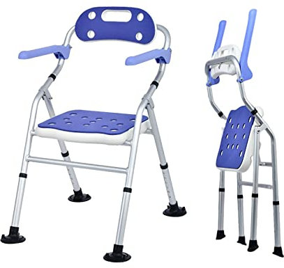 Chaise de douche pliante avec accoudoirs réglables en hauteur pour personnes âgées handicapées enceintes jusqu'à 181,4 kg