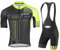VeloZenith Herren Radtrikot Set Kurzarm mit Sitzpolster für MTB Rennrad Fahrrad Jersey + Bib Shorts Radsportanzug M - 4XL (M, Schwarz-Grün)
