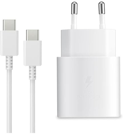 TCC Chargeur Super Rapide 25W + câble 2m, Chargeur pour Galaxy A34 A54 A15 A14 A13 5G, S23 S22 S24 /Plus/Ultra S21 FE S23/S23 Ultra S22+ S20 Plus Note 20 A53 A52 A51 A72 S10 S9 Z Flip 4 etc (Blanc)