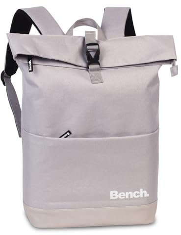 Bench Classic Rolltop Rucksack Damen & Herren, Daypack, Backpack, 47 x 30 x 14 cm, 19 L Volumen, steingrau