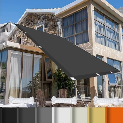 Vele Rettangolari da Giardino 5.5 x 8 m Traspirante Rete Telo Ombra Protezione Solare per Balcone per Esterno, Giardino e Terrazza, Piscina, Grigio Scuro