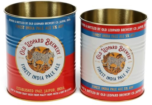 Rex London Leopard Brewery Storage Tins Set of 2 - Decorative Tin, Medium