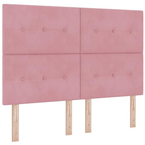 vidaXL Kopfteil Rosa 160 cm Samt, Elegante Schlafzimmer-Dekoration, modernes rechteckiges Kopfteil, stylisches gepolstertes Samt, Bequeme schaumgefüllte Planke