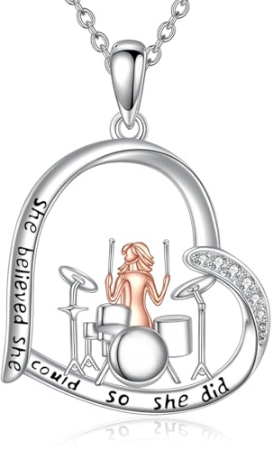 DAYLINLOVE Violine/Flöte/Piano Herz Anhänger Halskette für Frauen 925 Sterling Silber Musik Schmuck für Liebhaber Geburtstagsgeschenk