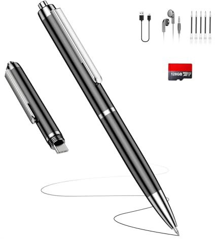 128GB Diktiergerät mit USB-C, 3200h Speicher Aufnahmegerät, Wiedergabe mit DSP-Rauschunterdrückung & HD-Audio, Voice Recorder, Digitales Diktiergerät für Unterricht, Meetings, Interviews