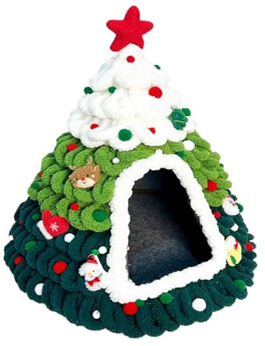 Generico Cuccia Grotta per Gatti,Design Albero Lavorato A Maglia Morbido,Albero di Natale per Gatti | per Cuccioli Piccoli Animali Domestici da Interno e da Esterno Casa per Sonno Invernale