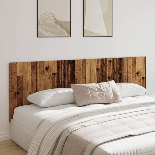 LoogCape Wall Mounted Headboard Old Wood Finish, 240x1.5x80 cm Engineered Wood Panel, Classic Bedroom Decor, Back Support for Reading & TV
