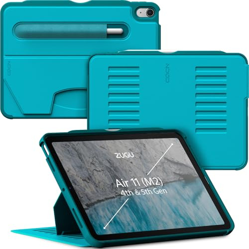 ZUGU Case für iPad Air 11 Zoll M2/M3/M4 iPad Air 10.9 Gen 5/4 [Aqua] | Schlanke Schutzhülle - Praktischer magnetischer 8-Winkel-Ständer - Pencil-Halter mit Ladefunktion - Auto Sleep/Wake Up