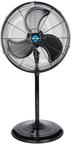 Tornado 50.8 cm High Speed Pedestal Fan, Oscillating Industrial Fan, 5250 CFM, Waterproof, Robust Metal Stand for Garage, Workshop, Yard