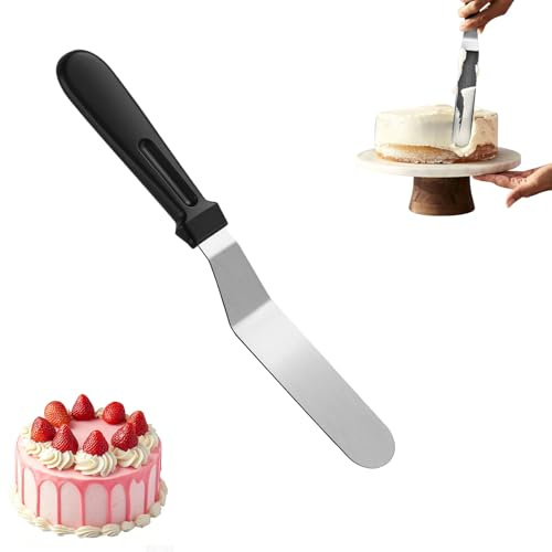 AUAUY Icing Spatulas, Cake Spatula Baking with 15cm Stainless Steel | Cake Angled Offset Spatulas, Durable Plastic Handle, Smooth Spreading Palette Spatula for Cakes Decorating Pastry and Baking