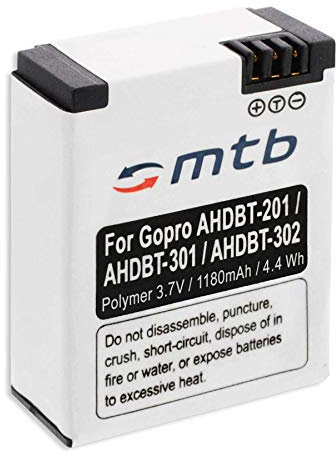 Batterie AHDBT-301, 302 pour GoPro Hero3 & Hero 3+ Black, White, Silver Edition [1180mAh - Li-Polymer]