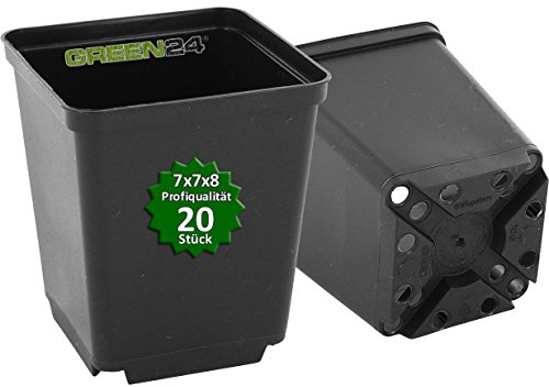 GREEN24 20 Stück Pflanztöpfe Pro als Vierecktopf 7x7x8 cm Anzuchttöpfe Pflanztöpfe Blumentöpfe