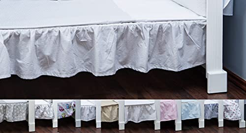 Vizaro - JUPE DE LIT EBOURRIFÉE| DRAP HOUSSE pour décorer le LIT BÉBÉ 60x120cm - 100% COTON - Fabriqué en UE, OekoTex - C. Lignes Grises