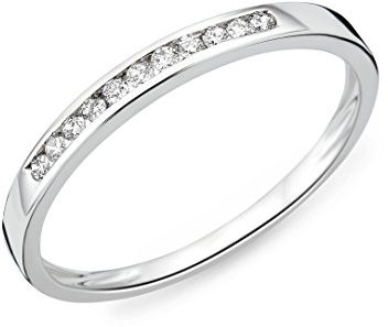 MIORE Ring Damen Ewigkeitsring Weißgold 9 Karat / 375 Gold Diamant Brillianten 0.10 ct