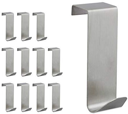 Relaxdays Türhaken Edelstahl 4er Set, zum Einhängen, rostbeständig, S-Haken, Türkleiderhaken, für 2 cm Türfalz, silber