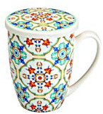 BRANDANI 53712 Mug Medicea Fiamma New Bone China C/Infusore Inox d 8x11,5h cm