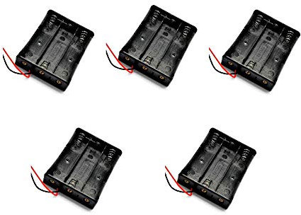 5pcs 18650 Parallel Battery Case Holder For 3.7V 3 Slots Black Plastic Batteries Box