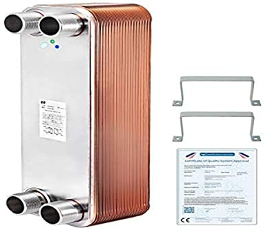 BestEquip Scambiatore di Calore 30 Piastre Scambiatore di Calore per Riscaldamento EATB12 Scambiatore di Calore Piastre in Acciaio, argento