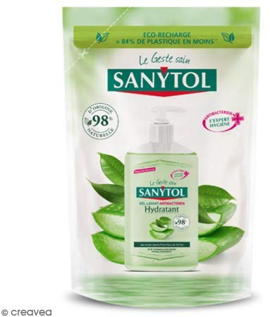 Recharge de gel lavant antibactérien et hydratant Sanytol - Aloé véra - Thé vert - 200 ml