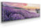 Panorama Leinwand Lavendel am Teich - als 150x50cm großes XXL Leinwandbild. Wandbild als Hintergrund und Deko für Wohnzimmer & Schlafzimmer. Aufgespannt auf Holzrahmen