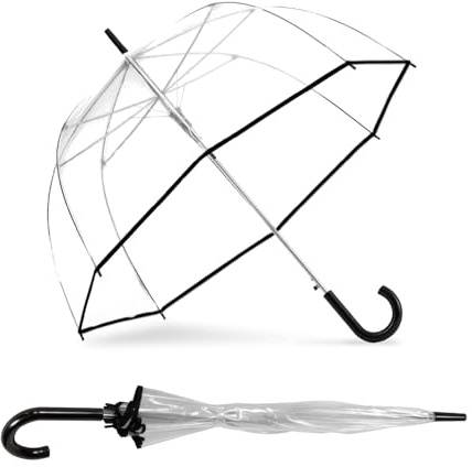 ShedRain Clear Auto Open Bubble Umbrella – See Through, Rain & Windproof, for Weddings, Proms, Events