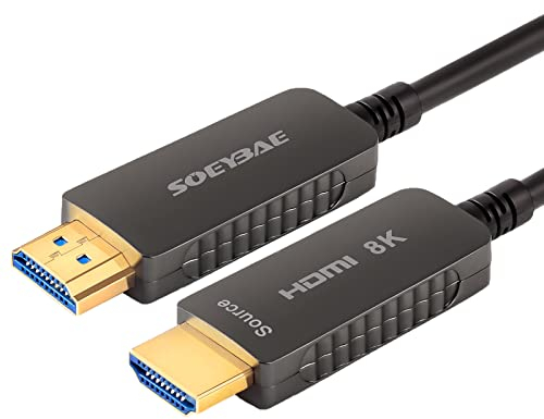 SOEYBAE Cable HDMI Fibra Óptica 20M ,Cable HDMI 2.1 Ultra HD 8K Cable de Fibra HDMI 48Gbps de Alta Velocidad Soporte 8K@60Hz 4K@120Hz 3D DHR eARC
