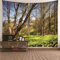 Aotiwe Tapisserie Psychedelic, Wanddekoration Wohnzimmer Groß Bäume und Blumen Zum Thema Wald aus Polyester Grün 350X256Cm
