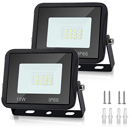 Lospitch LED Strahler, 10x100W LED Scheinwerfer Superhell 8500LM 6000K Kaltweiß Außenleuchte, LED Flutlicht IP66 Wasserdicht Außenstrahler für Garten, Auffahrt (kein Stecker)