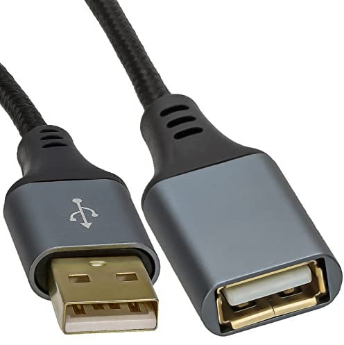 Kenable PRO Metal USB 2.0 Extension Cable, 24AWG High Speed A Male to Female, 1 Metre, Black