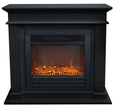 Elektrokamin - Elda ELU-MDB - schwarz Holz - 1400 Watt Heizung - mit Fernbedienung - Kaminsims inklusive Einbaukamin - Dekokamin