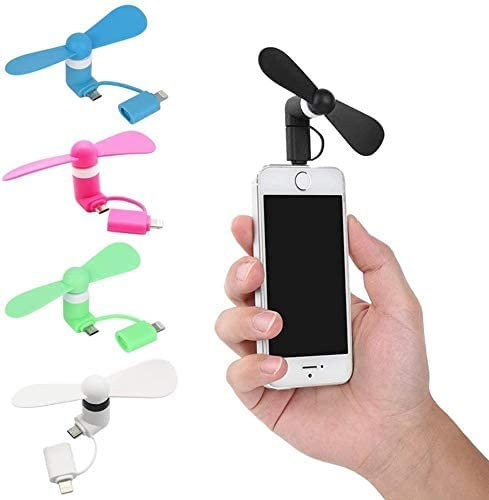 ZHTH Lot de 5 mini ventilateurs USB 2 en 1 pour téléphone portable iPhone et Android