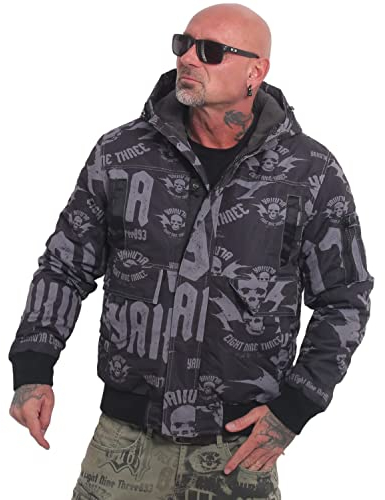 Yakuza Herren Old Tymes Ultimate Winterjacke, Schwarz, 4XL